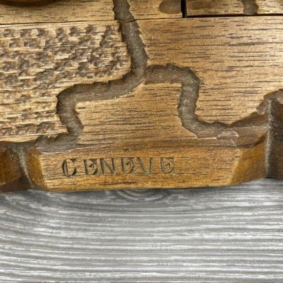 Vintage Geneve carved wood folding bookends / shelf reading floral - Picture 6 of 10